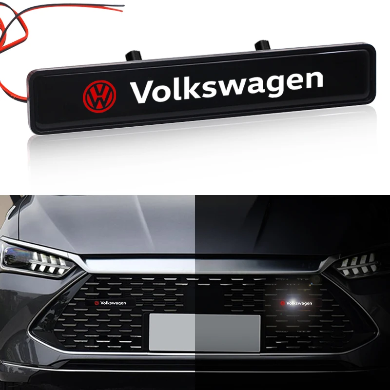 Car LED Front Hood Grille Emblem Badge Decorative Light For Volkswagen Bora GTI Polo T5 R-Line Touran R Magotan Sagitar Lavida