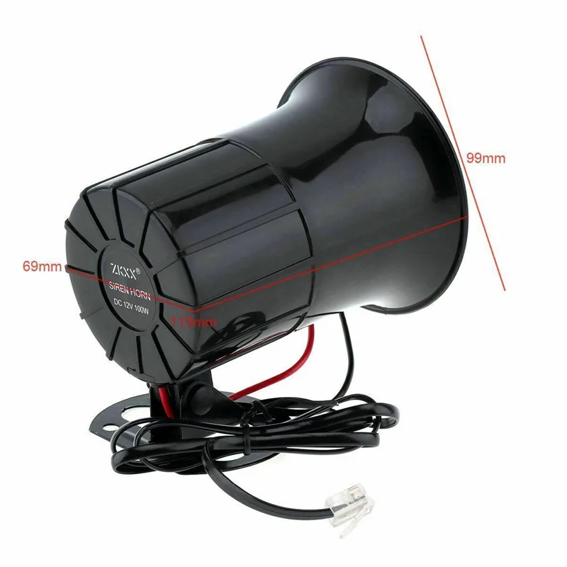 Motorcycle Car Portable Speakers 6-Tones Police Siren Sound High Megaphone Alarm Van Truck Boat 100w 12v Modification Parts Horn