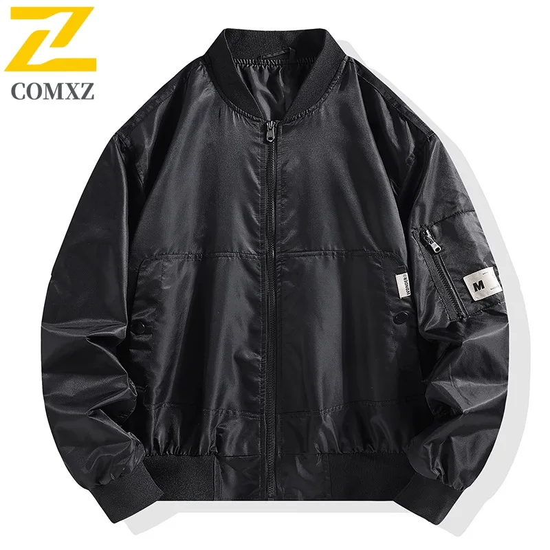 سترة رياضية كاجوال للطيار للرجال نمط ملابس العمل في الهواء الطلق بلون سادة تصميم بيسبول متعدد الاستخدامات معطف أنيق مقاوم للرياح يسمح بالتهوية #2