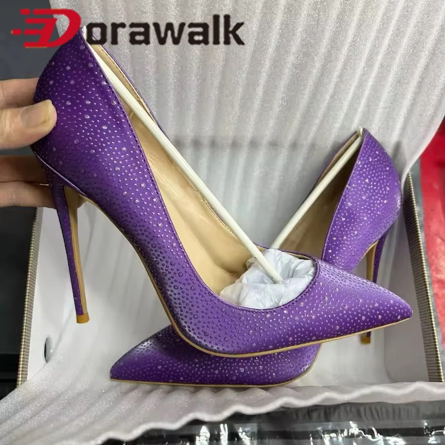 

Newly Chic Purlple Sexy Party Shoes For Woman High Heel Pumps Shallow Pointed Toe Comfortable Catwalk Show Ladies Dress Shoes