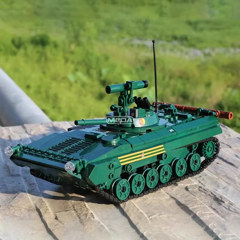 WW2 Russian BMP-1 Infantry Fighting Vehicle Building Blocks Soviet T-80BVM Tank Brick Model DIY Military Hobby Collection Toy