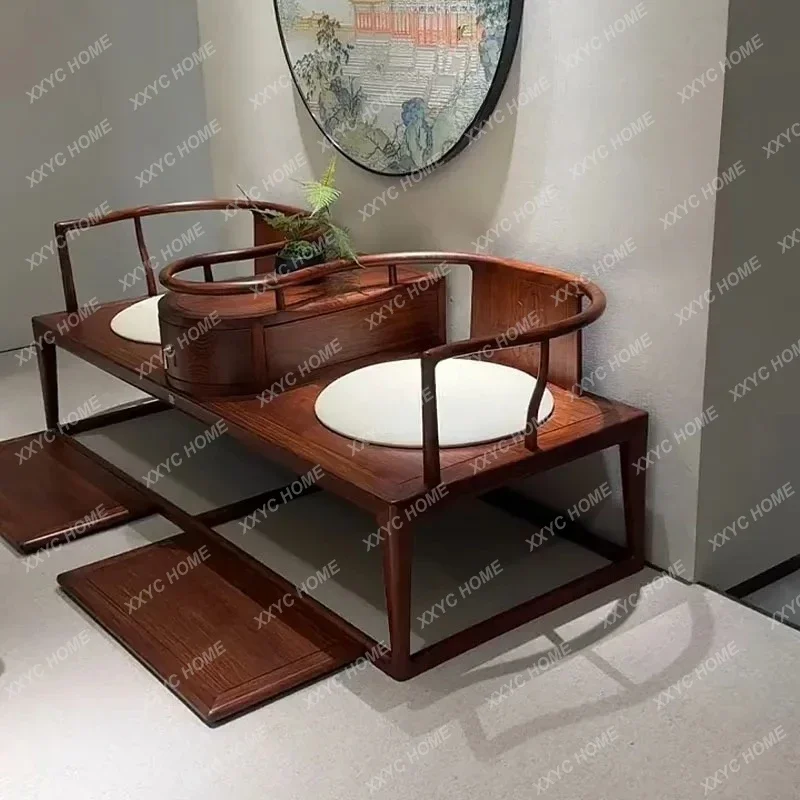XX New Chinese Arhat bed Song Dynasty aesthetics Zen double one-piece chair living room bedroom solid wood chaise longue bed