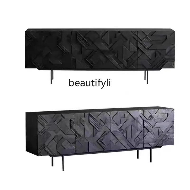 

Customized Simple Modern Designed by a Maestro Sideboard Cabinet Black Silent Wind Entrance Cabinet Nordic Minimalism Locker