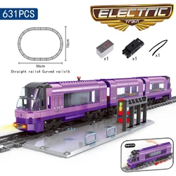 Diy Moc Stad Serie Trein Metro Tracks Bouwstenen Railroad Vervoer Kids Model Bricks Speelgoed Brinquedos Voor Kinderen Geschenken