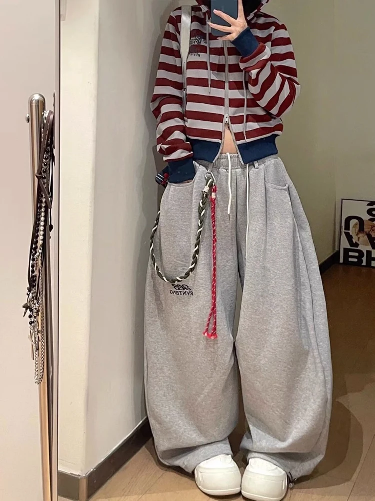 

Ey Американские свободные широкие повседневные брюки с вышивкой для мужчин, осенние универсальные удобные свободные утягивающие брюки High Street Cleanfit