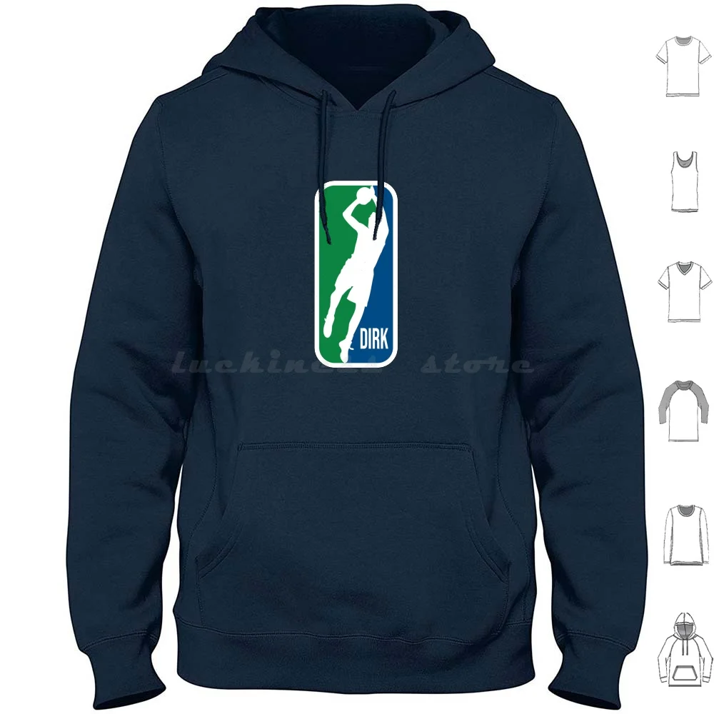 Dirk Logo Hoodie Cotton Long Sleeve Dirk Nowitzki Dirk Mavericks Basketball Mavs