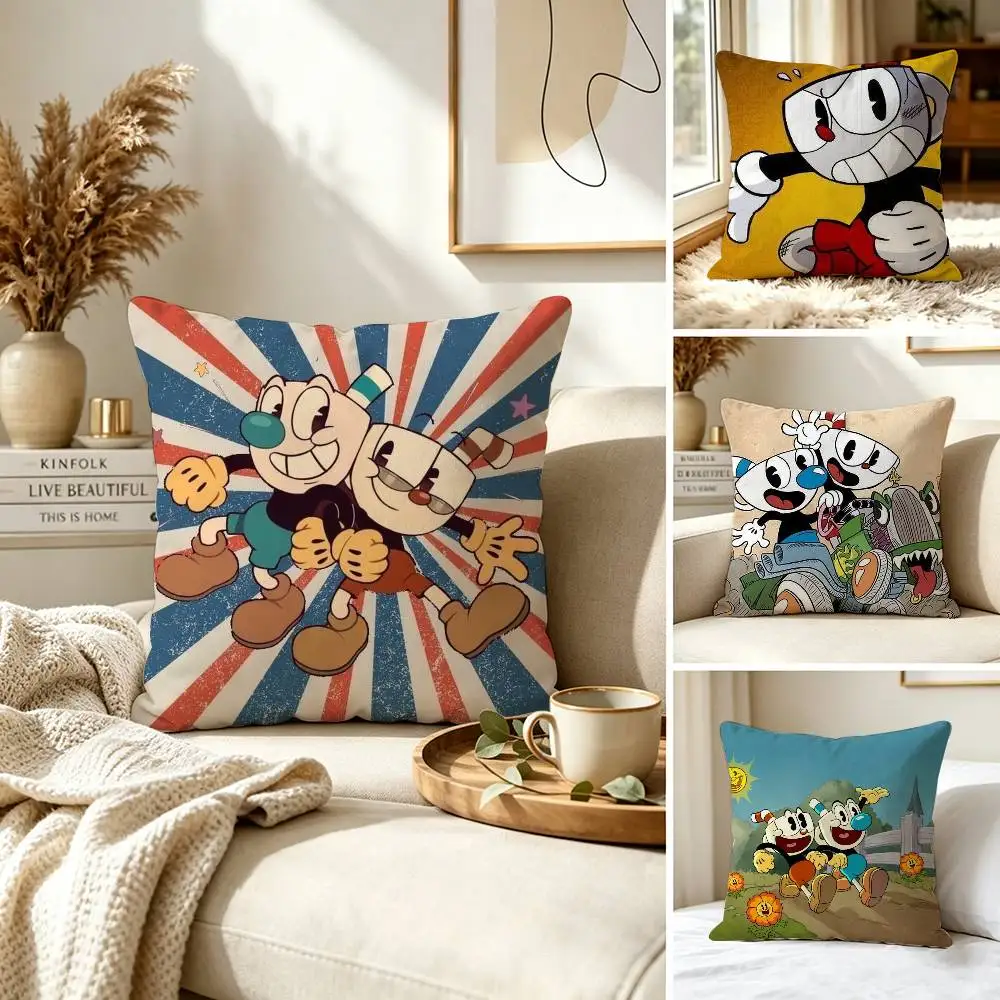 Game Cuphead Pillow Case for Sofa Living Room Home office Decor Protective Cover