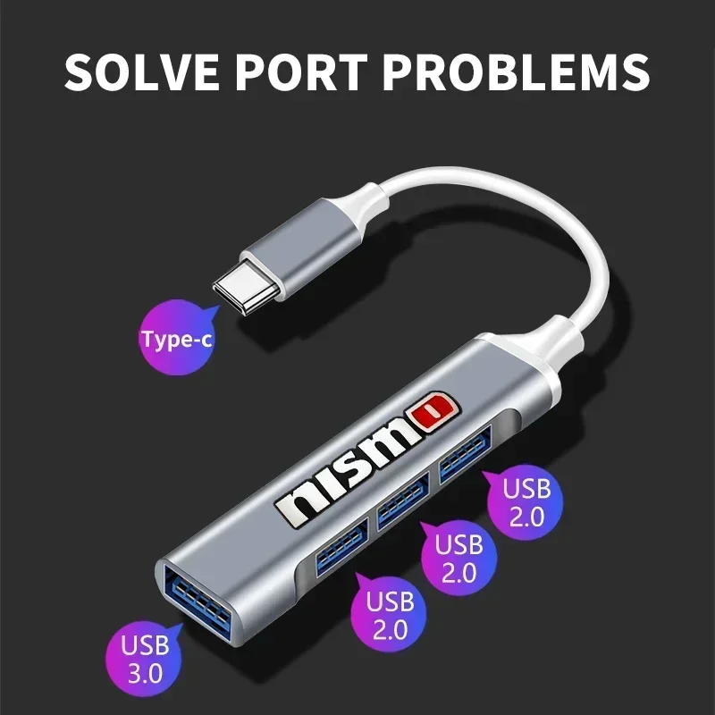 4Port USB 3.0 Hub USB Hub High Speed type c Splitter 5Gbps For Nissan Nismo Tiida Teana GTR Juke Note Versa Almera Accessories