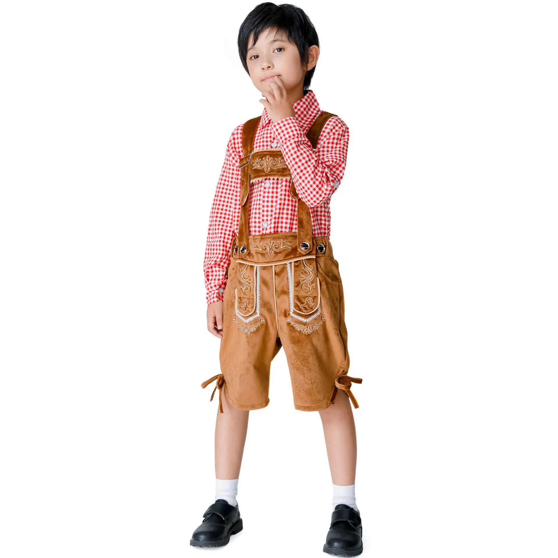 Disfraz de cerveza para niño, camisa del Oktoberfest alemán bávaro, conjunto de uniforme de Lederhosen, traje de fiesta de fantasía para niño