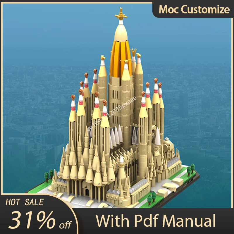 3099pcs Moc Sagrada Familia Medieval Modularity Castle Architecture Model Building Blocks Assembly Bricks Toys Kids DIY Gifts