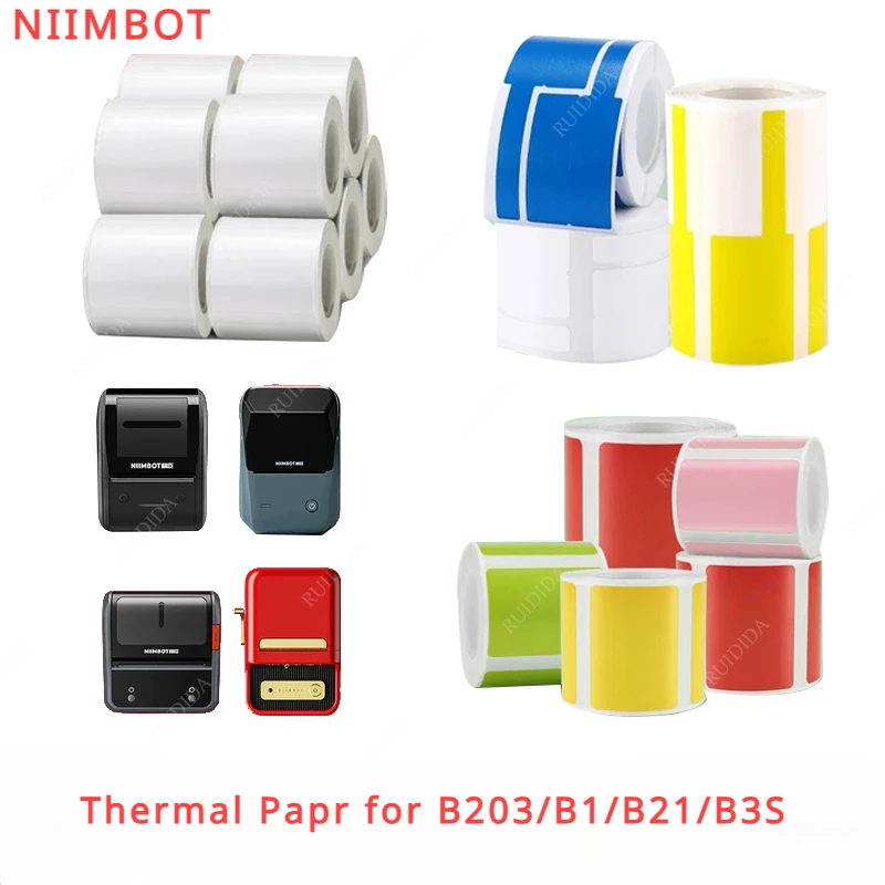 1Roll NiiMbot B1/B203 B21/B3s Label Printer Waterproof AntiOil Tear-Resistant Price Tag Pure Color Scratch-Resistant Label Paper