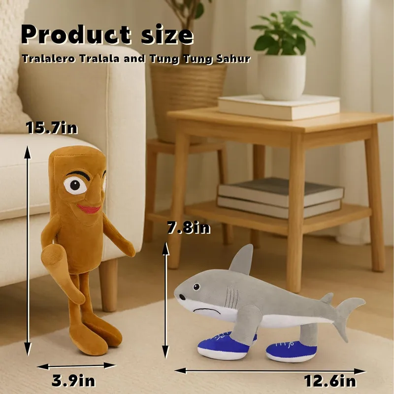 حار الإيطالية Brainrot ألعاب من نسيج مخملي 12 "ترااليرو Tralala دمية بلوشيز Tangtung Sahur Lirili Larila Brainrot مخدة ناعمة اللعب