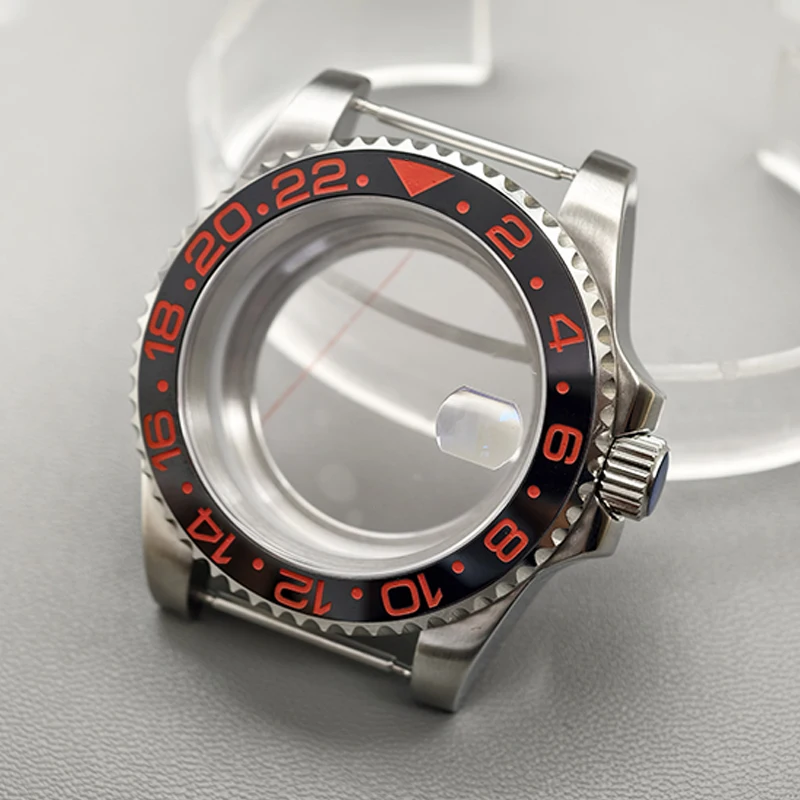 40mm Silver SUB Watch Case Sapphire Glass For 4R36 4R35 NH35 NH36 7S Movement Transparent Back Cover Men's SUB Watch Case Refit