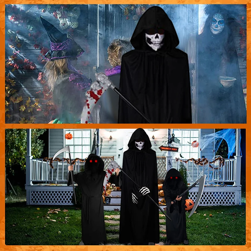 Scary Kids loween Reaper Costume Dru 00% Other Material Autumn 2023 ting Ladies Faion f Skirt