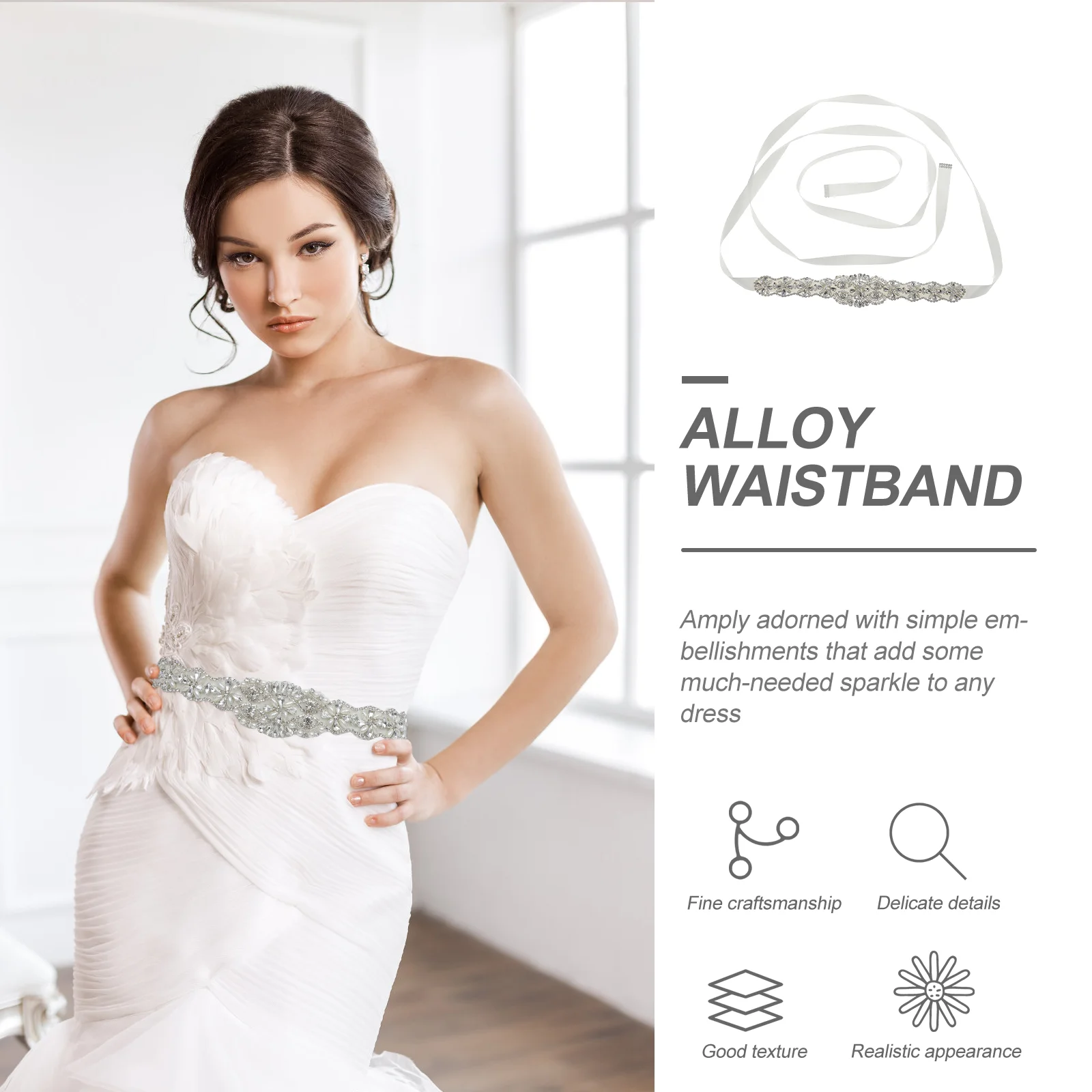 

Pearl Belt Waistb Alloy Crystal Decorative Shiny Elegant Fashion Lady Dress Accessory Wedding Versatile nament