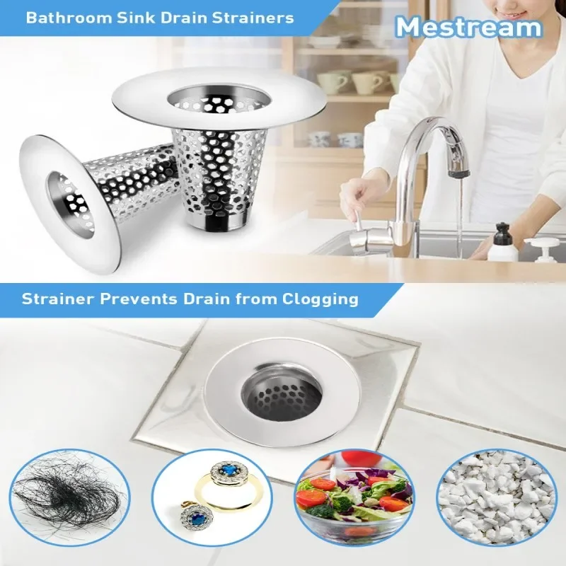 Stainless Steel Floor Drain Filter Mesh Sink Conical Strainer Anti-clog Drains Bathtub Hair Catcher Kitchen Bathroom Facilities