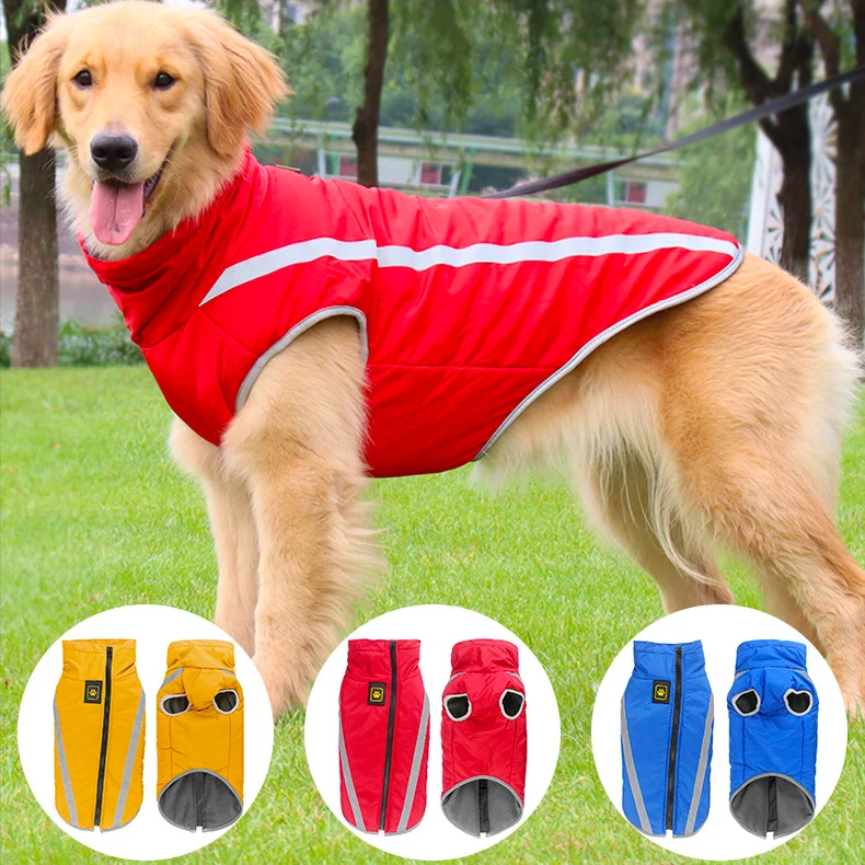 

Winter Warm Pet Dog Clothes Outdoor Waterproof Dog Jacket Vest Padded Coat for Large Dogs Safety Reflective Design Dog Costume