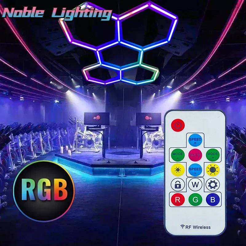 RGB HEX KIT Latest Hexagon Lighting Kits with Vibrant RGB Color Changing LEDs Connect Plug-in Hundreds Lighting Effects