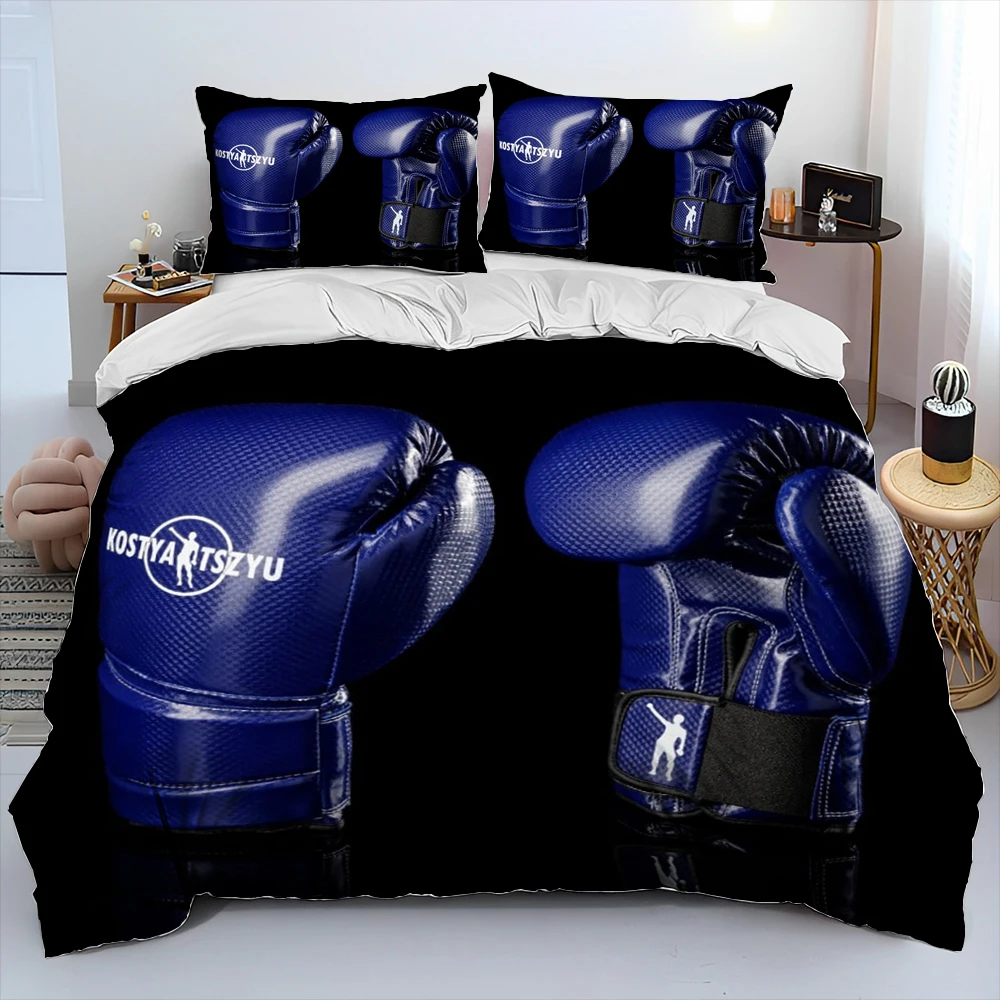 3D Boxing Gloves Boxer Fight Comforter Bedding Set,Duvet Cover Bed Set Quilt Cover Pillowcase,King Queen Size Bedding Set Adult