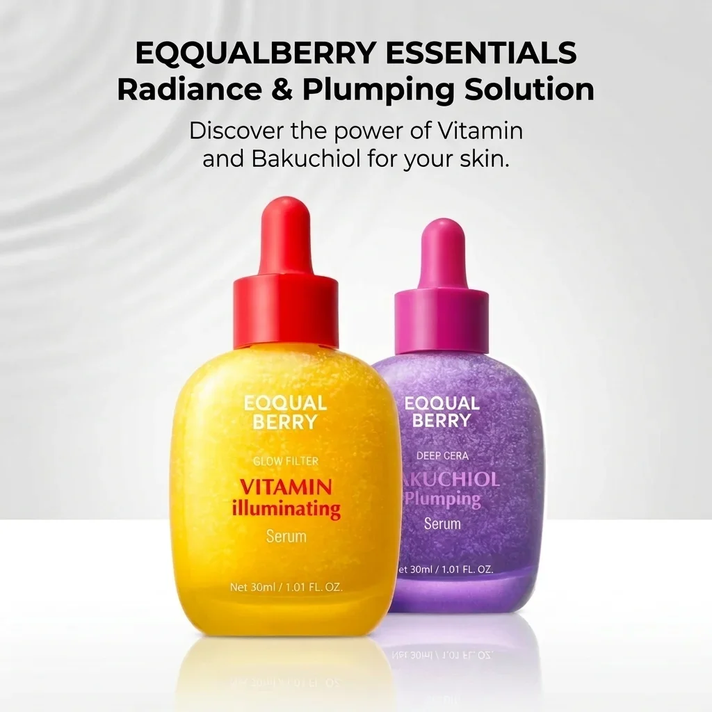 Essência Iluminadora de Pele com Vitaminas EQQUALBERRY, 4% Niacinamida + Vitamina E, Vitamina C Iluminadora da Pele, produtos coreanos para cuidados c