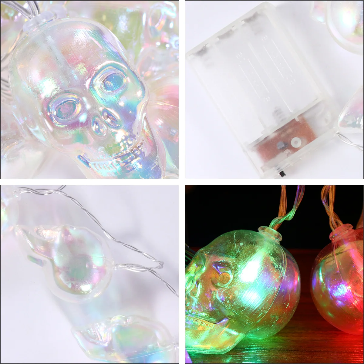 1pc Led Skull Head Light String Halloween Decorative Lamp For Party Garden Outdoor Decoration Energy Saving Bright Long