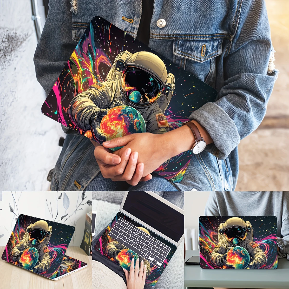 

2-х предметная художественная наклейка для ноутбука «Астронавт» — яркий космический дизайн, водонепроницаемая и устойчивая к царапинам виниловая наклейка для ноутбуков,