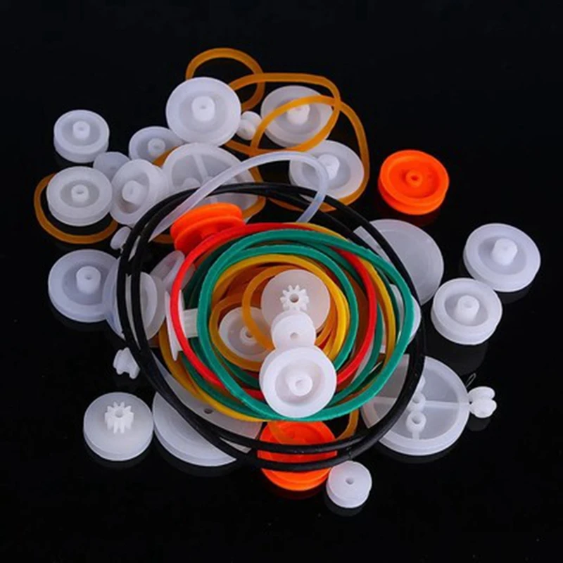 84Pcs Transmission Belt Drive Round Belt Pulley Rubber Band Combination Set Stretchable Engine Drive Round Belt