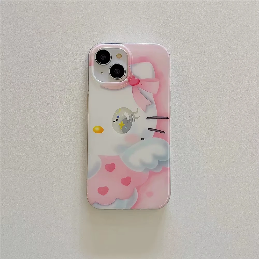 Kawaii الكرتون عيون كبيرة جراب هاتف آيفون 17 16e 16 15 14 13 12 11 برو ماكس X Xs XR XSMax 8 7 6 6s الهواء زائد ريشة الملمس