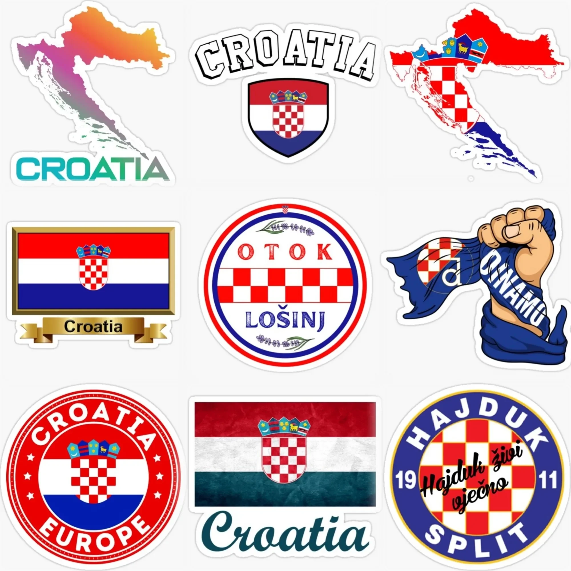 

Croatia HR Flag Map National Emblem Creative PVC Sticker for Decorate Car Truck Helmet Window Wall Fridge Decal Accessories