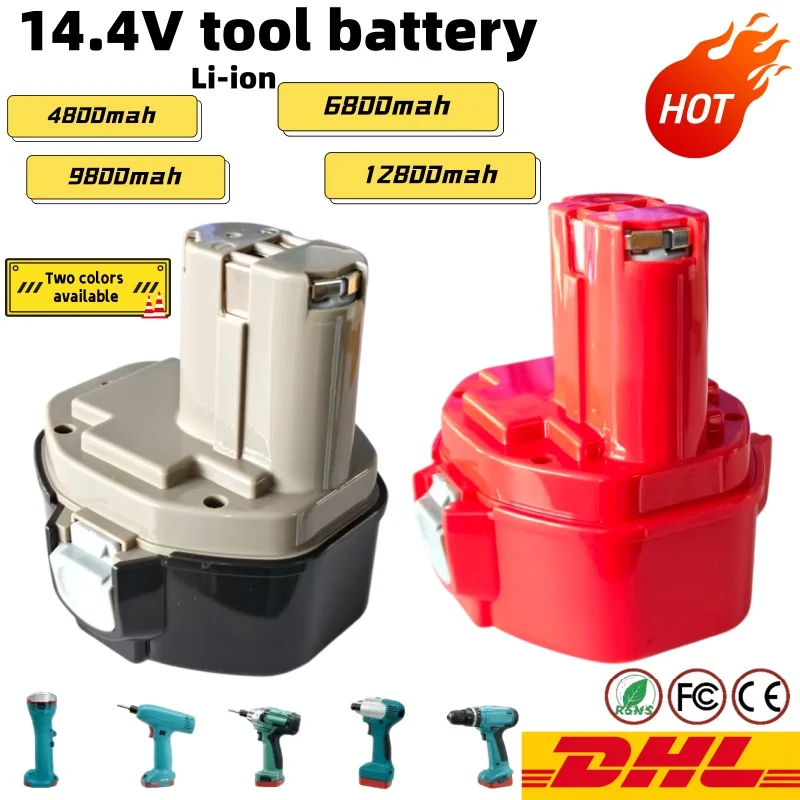 High Capacity 14.4V Ni‑MH Power Tool Replacement Battery 4.8Ah 6.8Ah 9.8Ah 12.8Ah For 1433 PA14 6233D 6337D