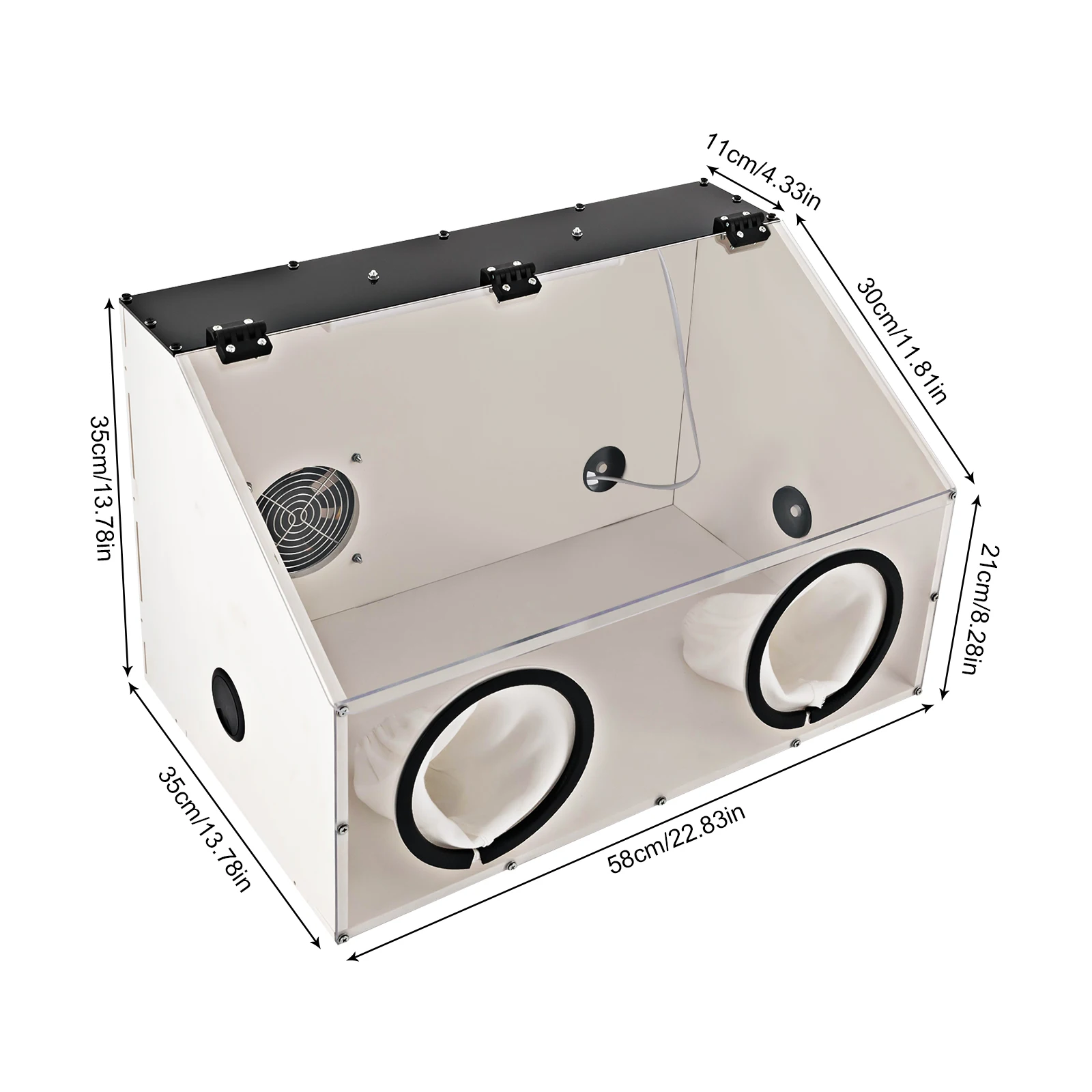 2-Hole Table Polisher Dust Box with Fan High Visibility