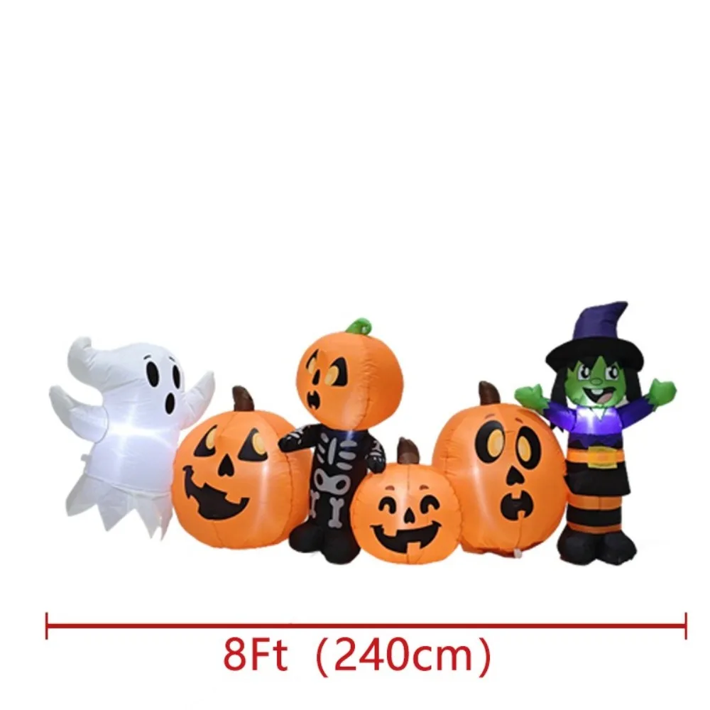 Halloween Cartoon Pumpkin Witch Inflatable Model Outdoor Courtyard Atmosphere Ornament Festival Party 8 Feet/2.4m Decoration