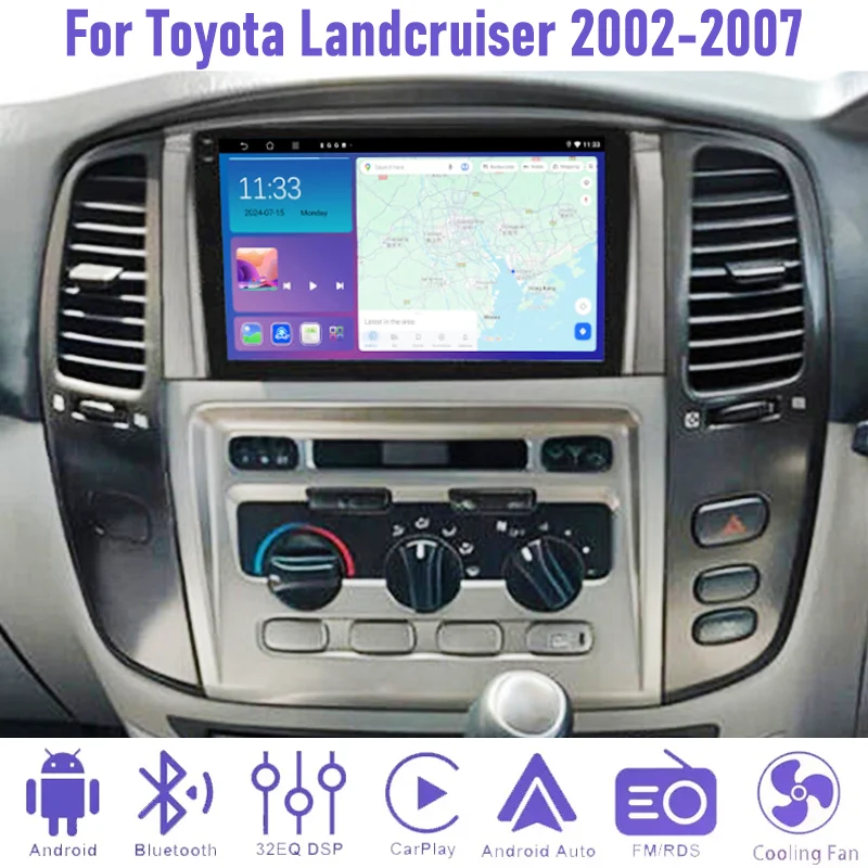 

9" Car Radio For Toyota Landcruiser 2002-2007 Android 15 Auto Support Wireless Apple Carplay Rear Camera 2DIN Head Unit