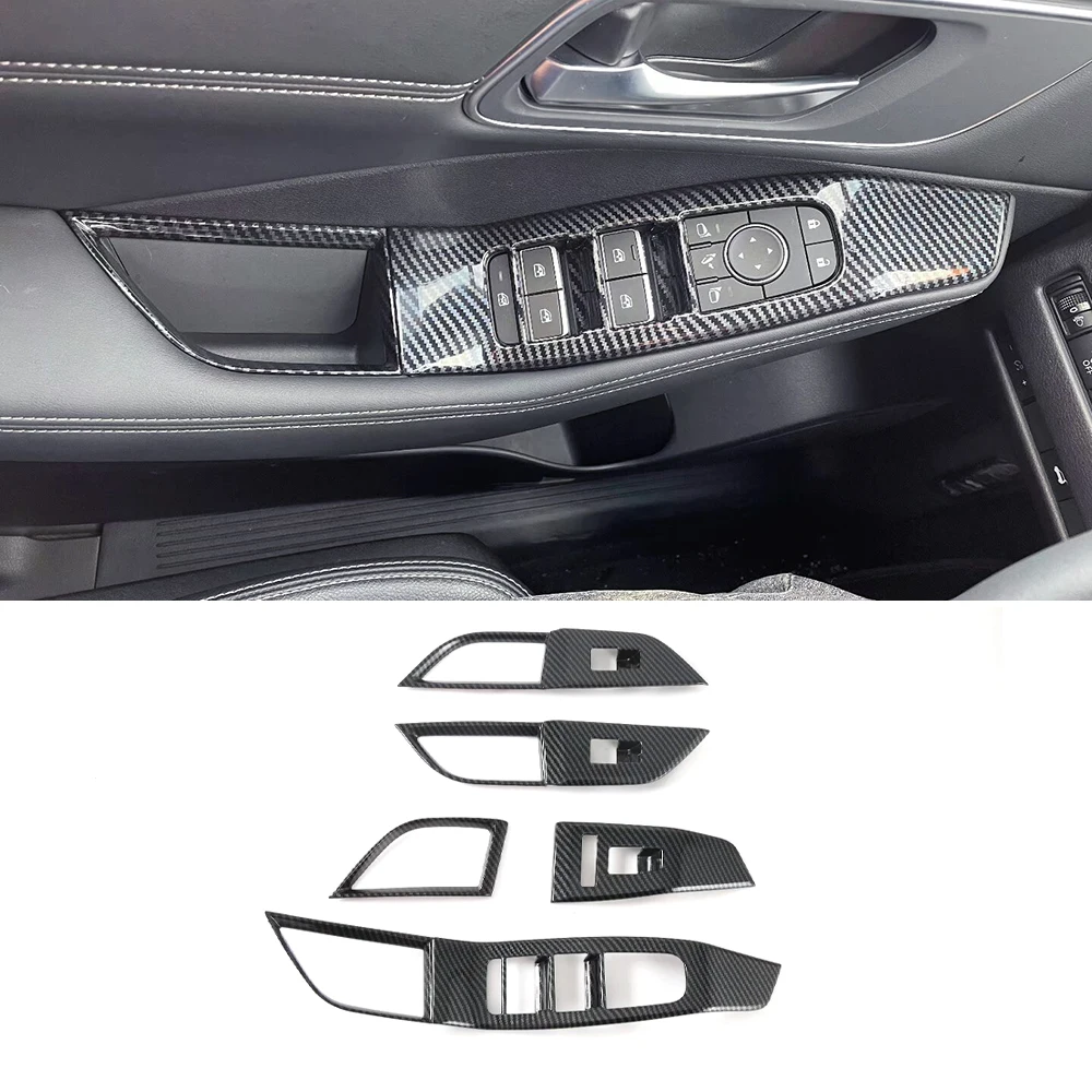 

ABS Carbon Fiber Look Door Window Switch Bezel Trim Mouldings For Nissan X-Trail 2022 2023 2024