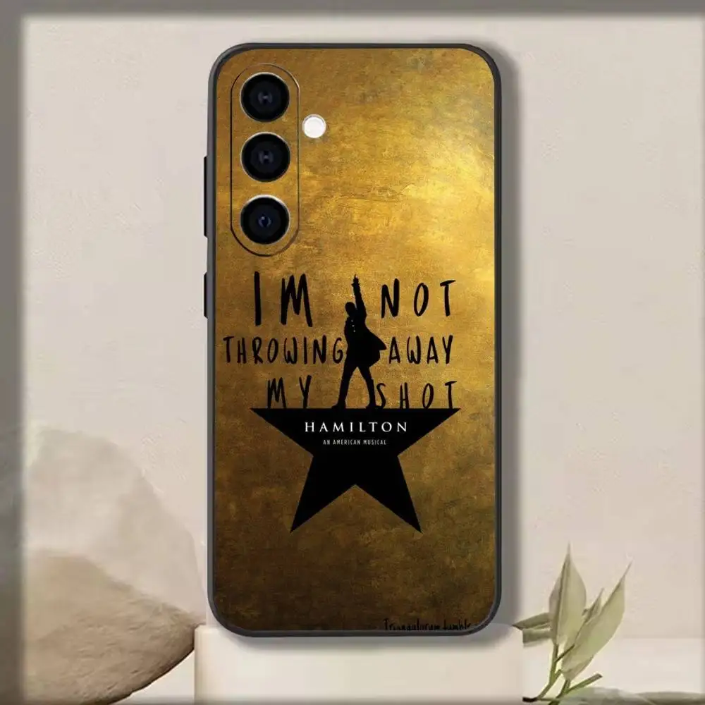 حافظة هاتف H-HamiltOn Musical L-Lyrics لهاتف سامسونج جالاكسي A91,80,73,72,71,53,52,32,31,22,21s,20، حافظة سوداء ناعمة