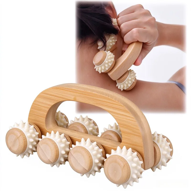 Wooden Massage Roller Tool - Manual Wooden Massager & Back Roller for Neck, Leg, Back & Deep Tissue Muscle Massage