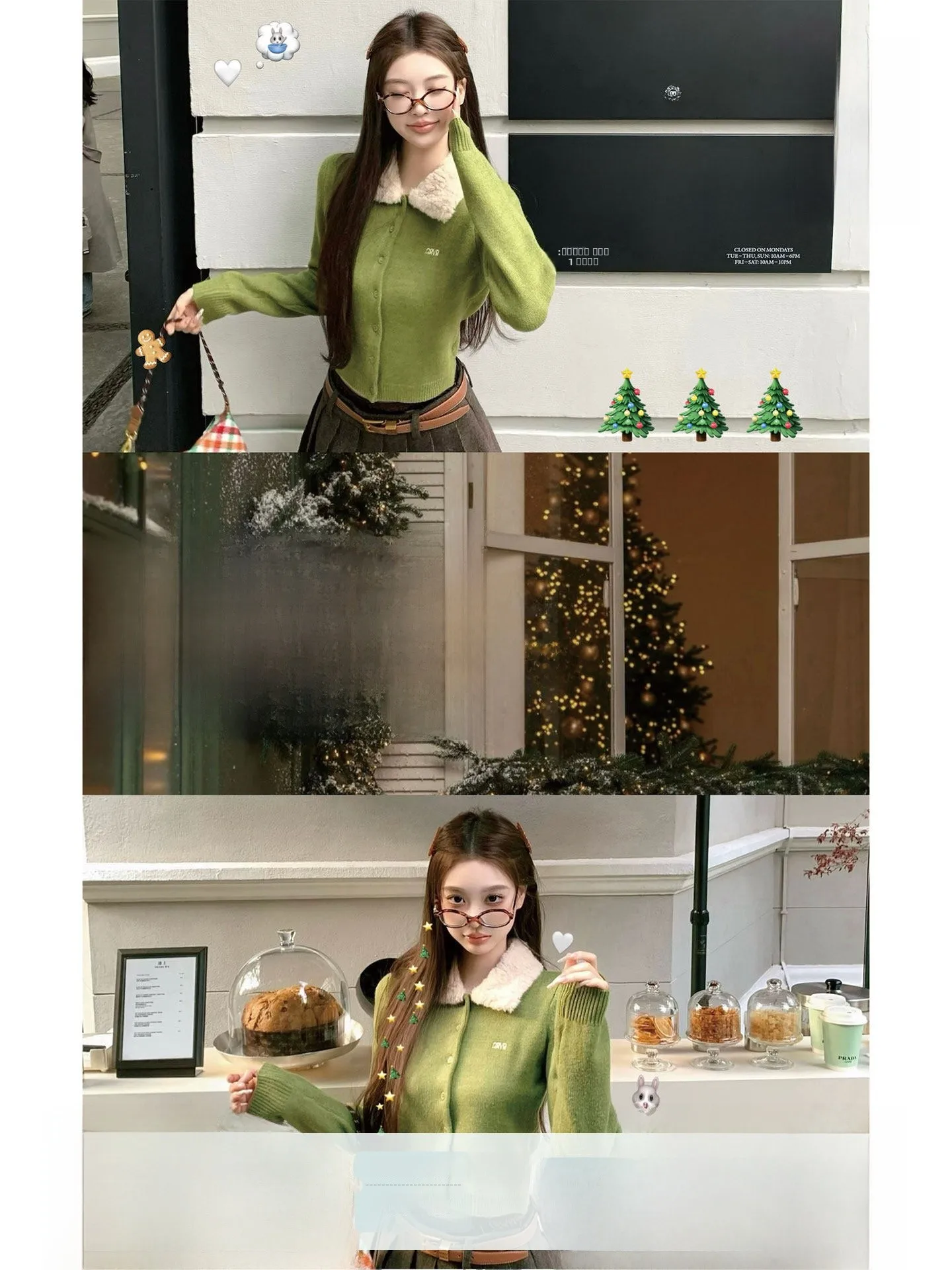 

Okaaay Soft Fce Moss Knitted Woolen Jaet ort Retro Sle Women's Coat Korean Stand Fit Polyester Wool Blend Long Sl...