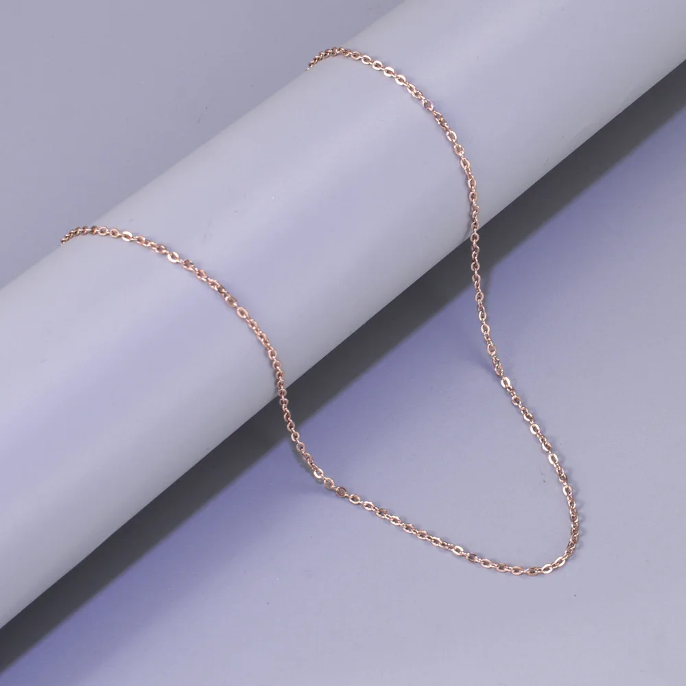 

18K gold plain chain necklace, women's O-shaped chain, stainless steel thin single chain, no pendant
