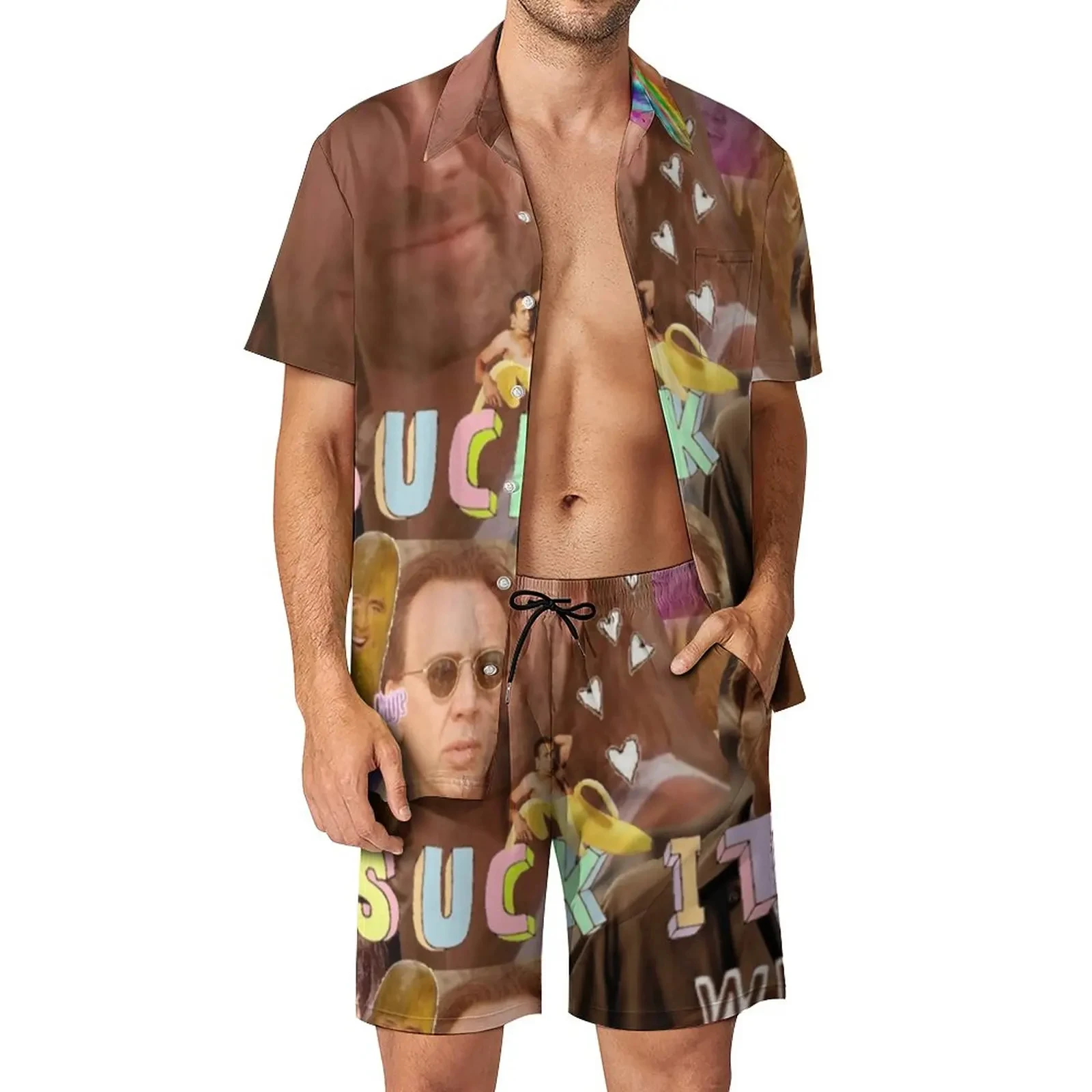 Men Shirt Sets 3d Print Funny Nicholas Short Sleeve Casual Shirt Oversized Beach Shorts Summer Streetwear Hawaiian Suits Clothes