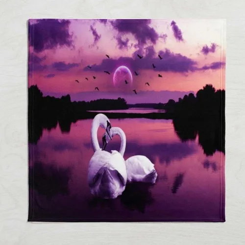 Else Carpet Else Purple Sunset White Swan Wellsoft Patterned 3D Tv Blankets