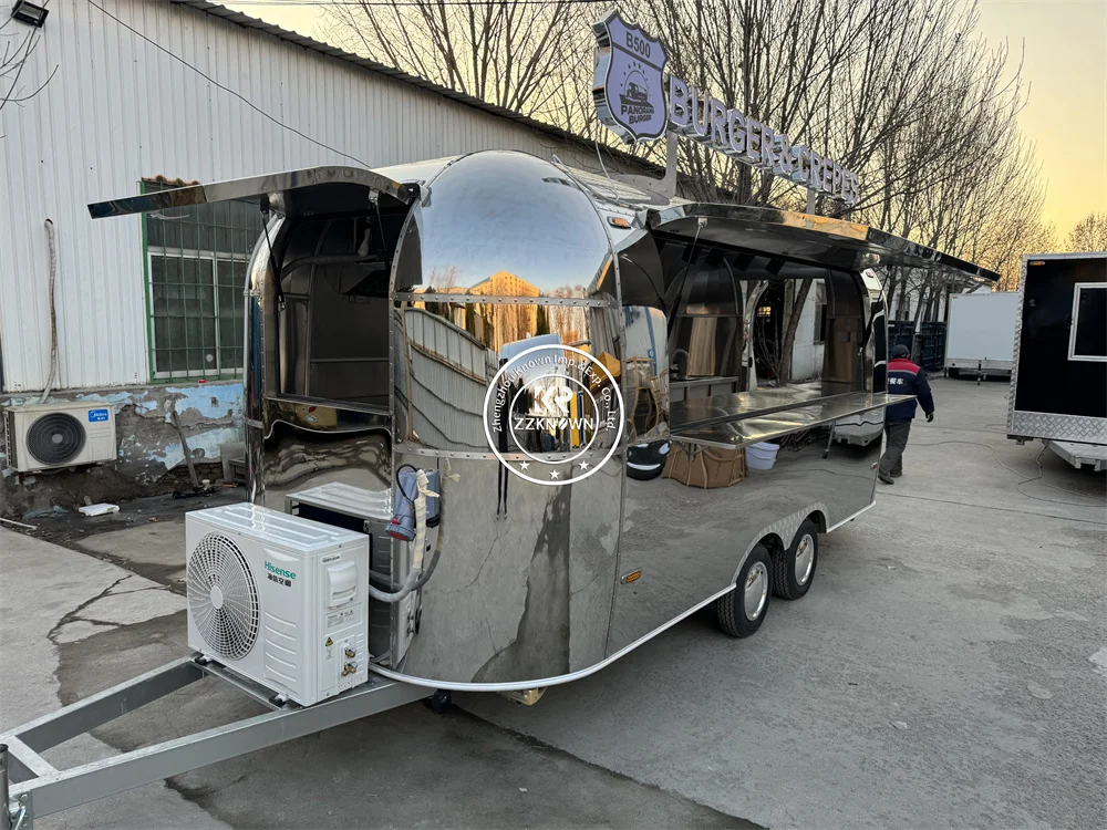 

Street Mobile Food Truck Airstream Snack Coffee Hot Dog Cart Fully Catering Equipments Fast Food Truck Trailer