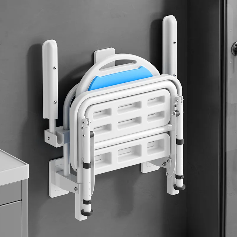 Bathroom Chairs & Stools Bathroom Furniture Wall Mounted Folding Non‑Slip Shower Chair for Seniors Pregnant Women