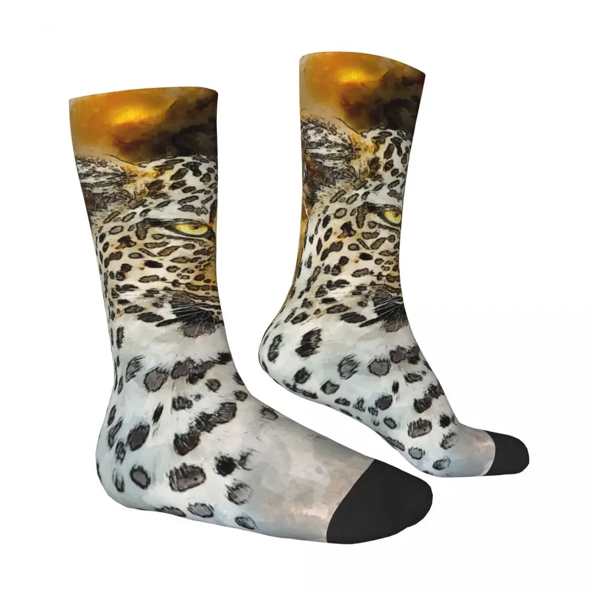 Funny Happy Men's Socks Leopard Painting Vintage Harajuku Hip Hop Novelty Casual Crew Crazy Sock Gift Pattern Printed