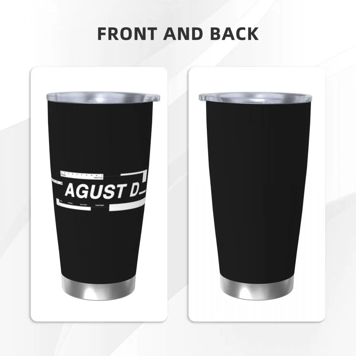 Agust D Letter Tumbler Vacuum Insulated Korean Kpop Style Thermal Cup Vacuum Flask Office Home Mug Water Bottle, 20oz