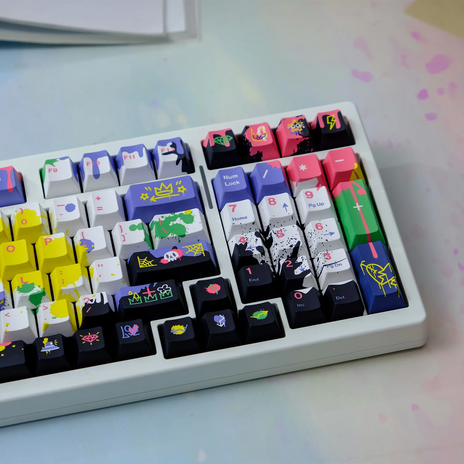 150 Keys Street Paint Graffiti Keycap Cherry Profile Dye-Sublimated Anime Keycap for Mx Cherry Switch Custom Mechanical Keyboard
