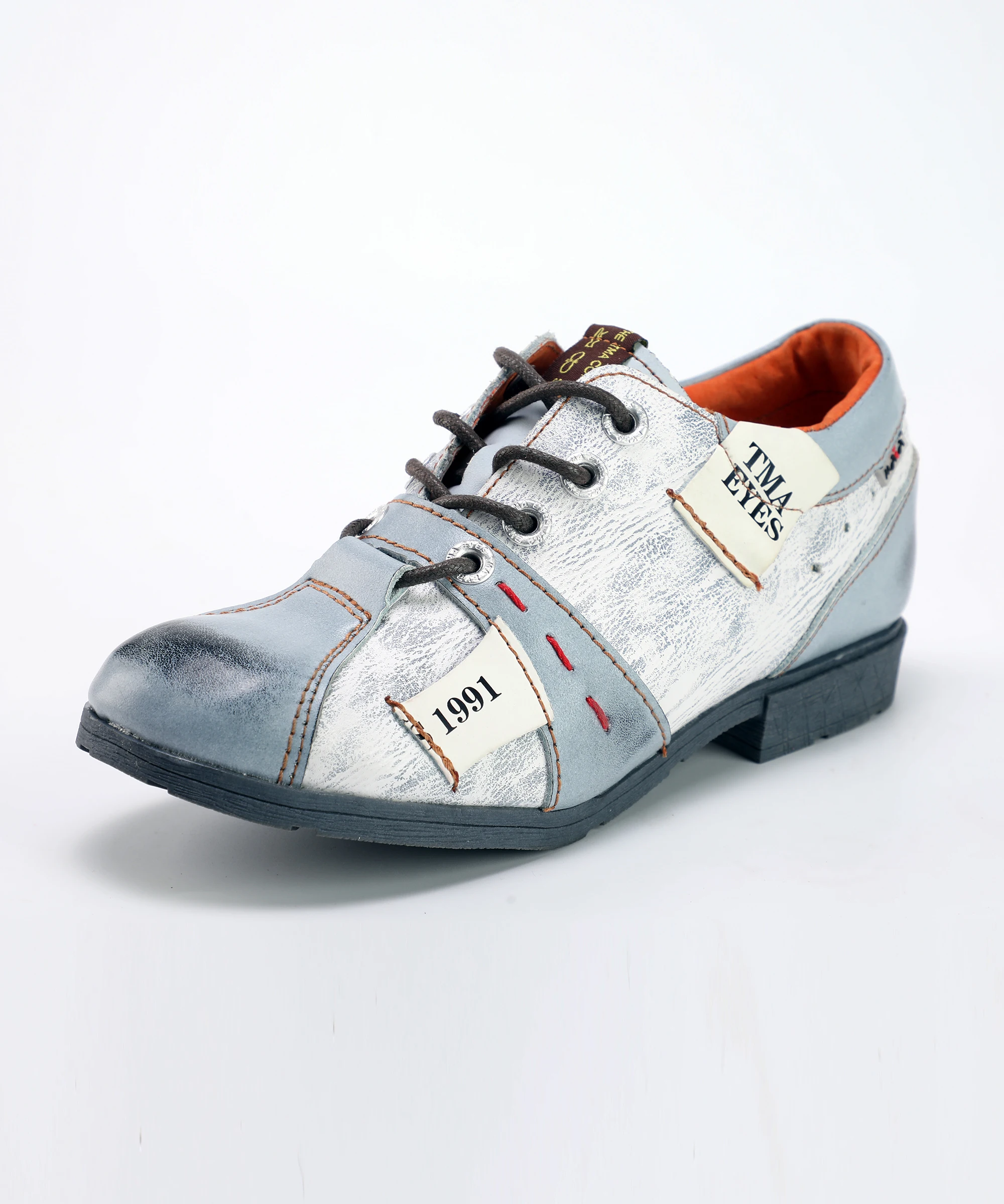 TMA EYES Spring and Autumn Women's Semi-print Panels Stylish Leather Shoes