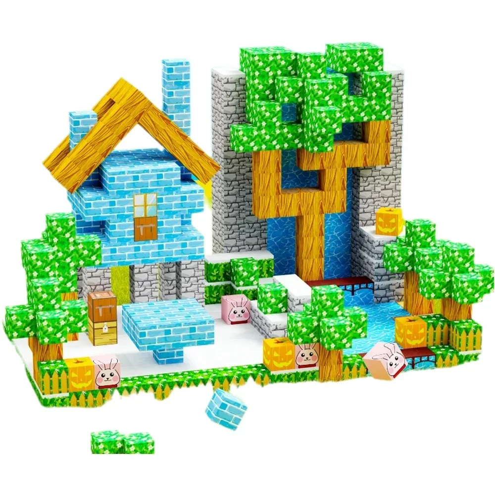 مجموعة مكعبات البناء المغناطيسية DIY مجموعة ألعاب تعليمية منزلية الصنع للأطفال مجموعة ألعاب البناء الإبداعي