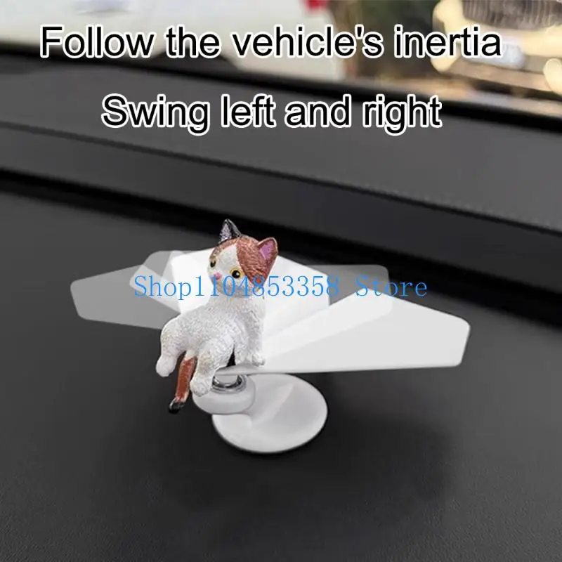 652F Solar Drives Rotating Plane Car Dashboard Ornament ABS Plastic Vehicle Accessory with Stable Silicone Base Gift