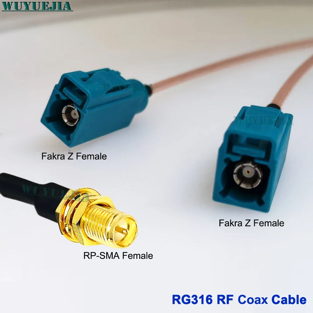 Y Type 1 to 2 RG-316 Coax Cable RP-SMA Female Pin to Water Blue Fakra Z Female+Z Male 50-1.5 WIFI Router Antenna RF Pigtail Cord