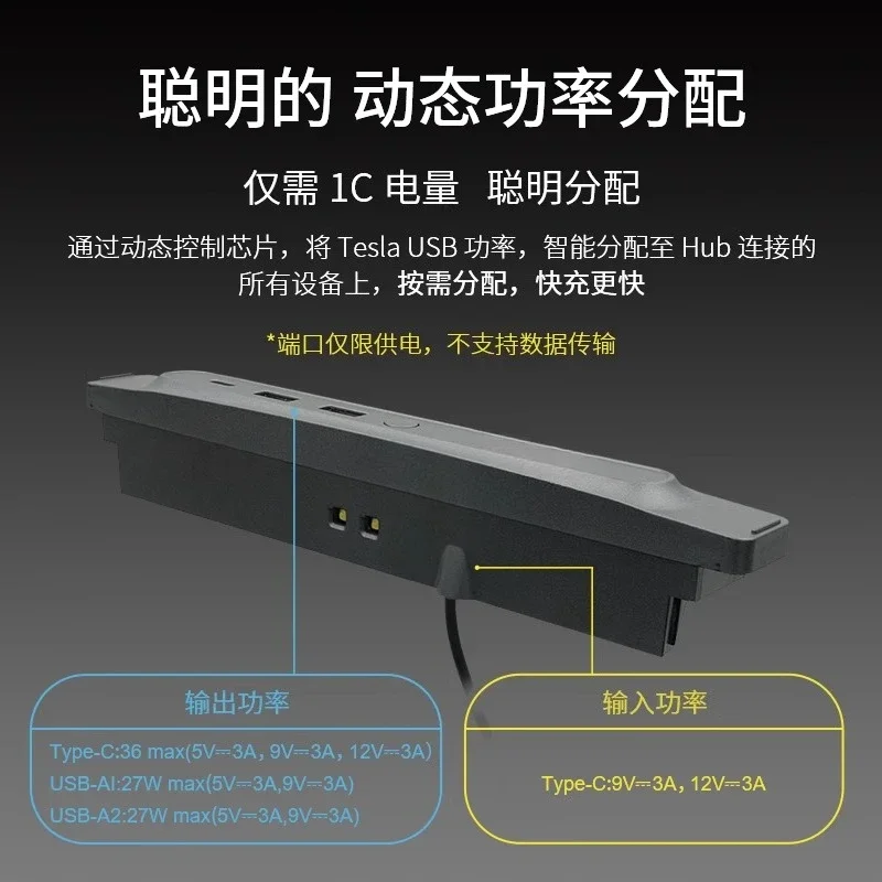 Suitable for Tesla model3/Y central control HUB docking station splitter car fast charging accessories